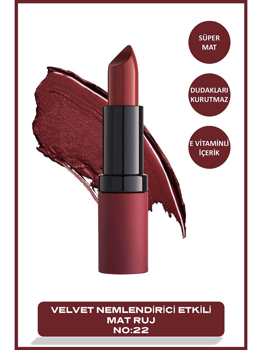 Velvet Matte Lipstick No: 22 Mid Brown - Mat Ruj-5