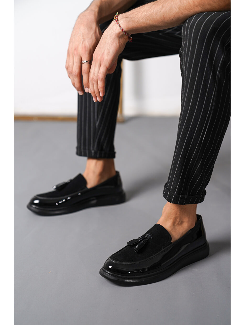 Siyah D443 Günlük Ortopedik Erkek Klasik Ayakkabı-7