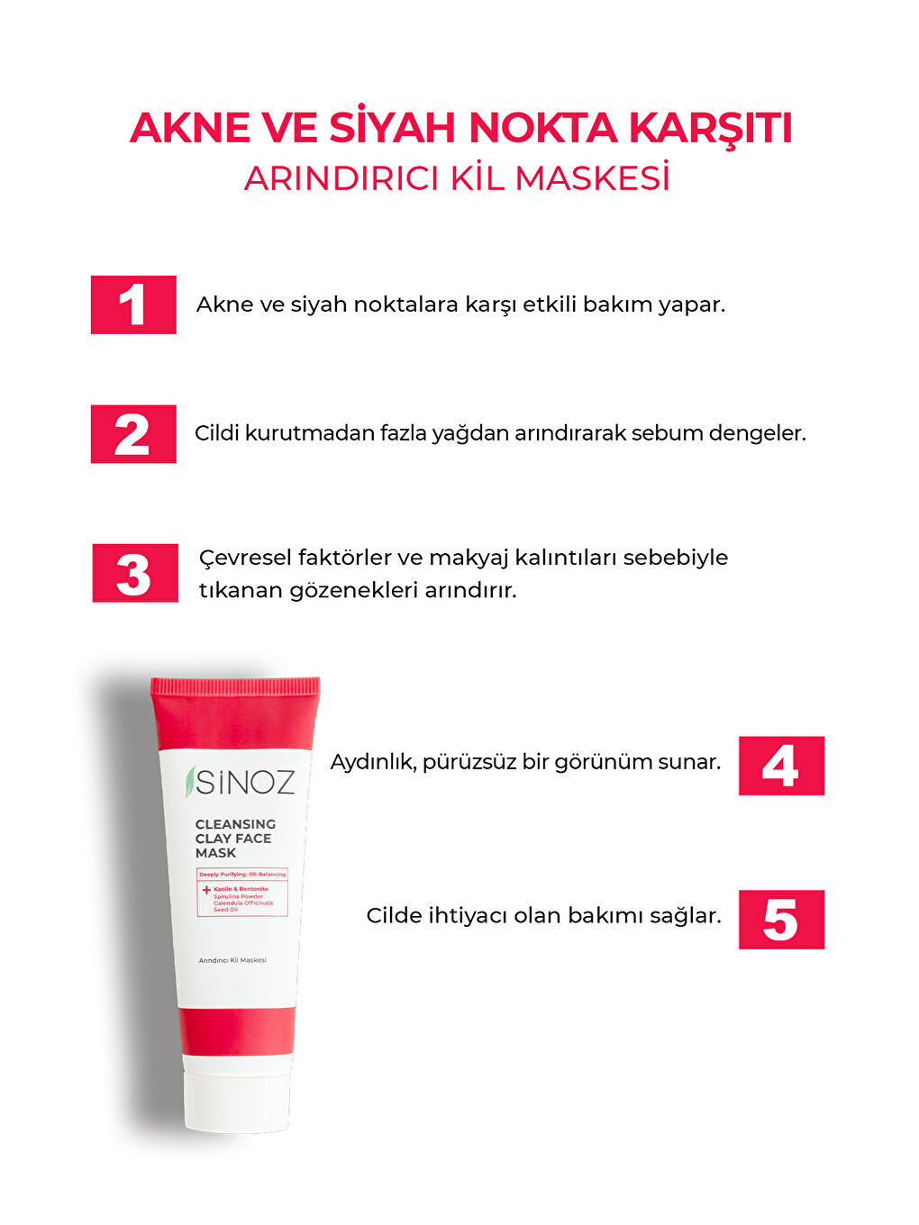 Akne ve Siyah Nokta Karşıtı Arındırıcı Yüz Bakım Kil Maskesi 50 ml Tüm Ciltler için-1