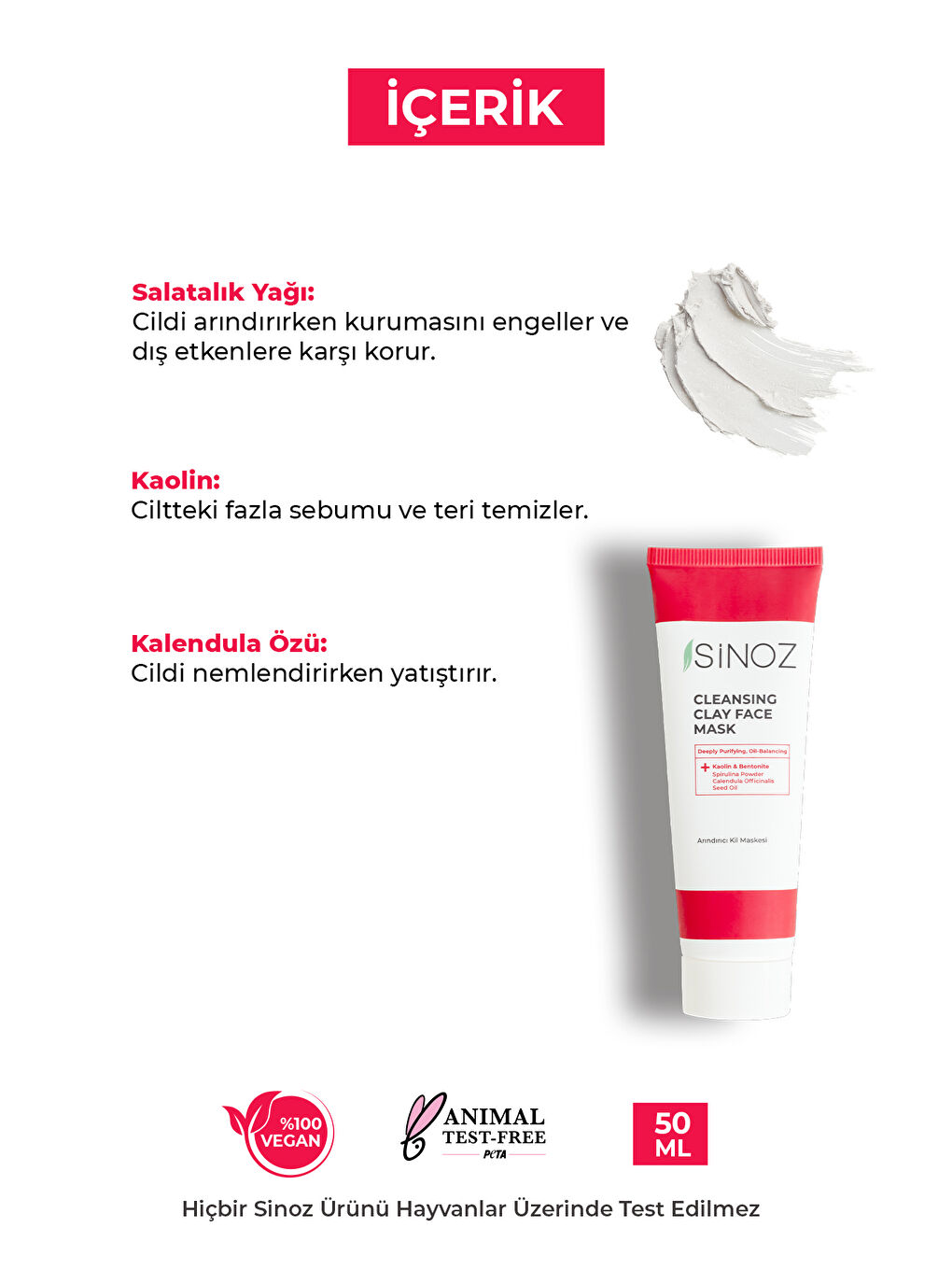 Akne ve Siyah Nokta Karşıtı Arındırıcı Yüz Bakım Kil Maskesi 50 ml Tüm Ciltler için-2