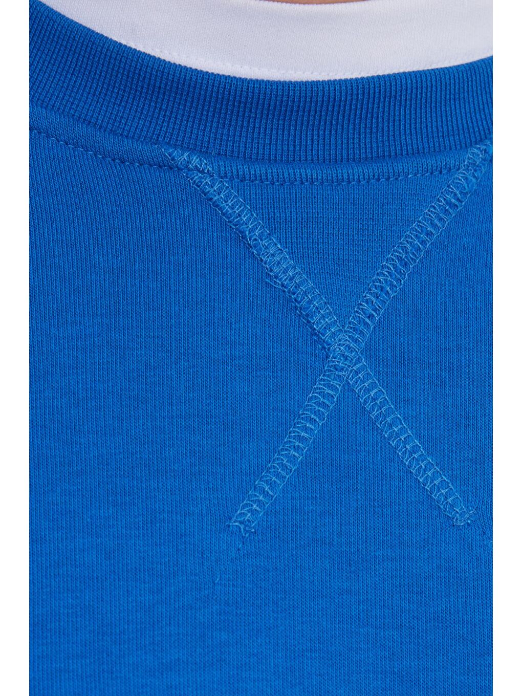 Unisex Relax Fit Rahat Kesim %100 Pamuk 3 İplik Basic Saks Mavi Bisiklet Yaka Sweatshirt-5