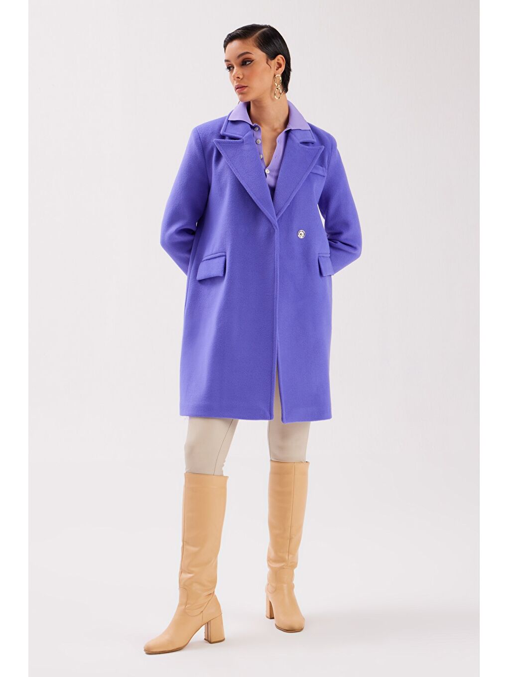 Cepli Kaşe Kaban - Mor