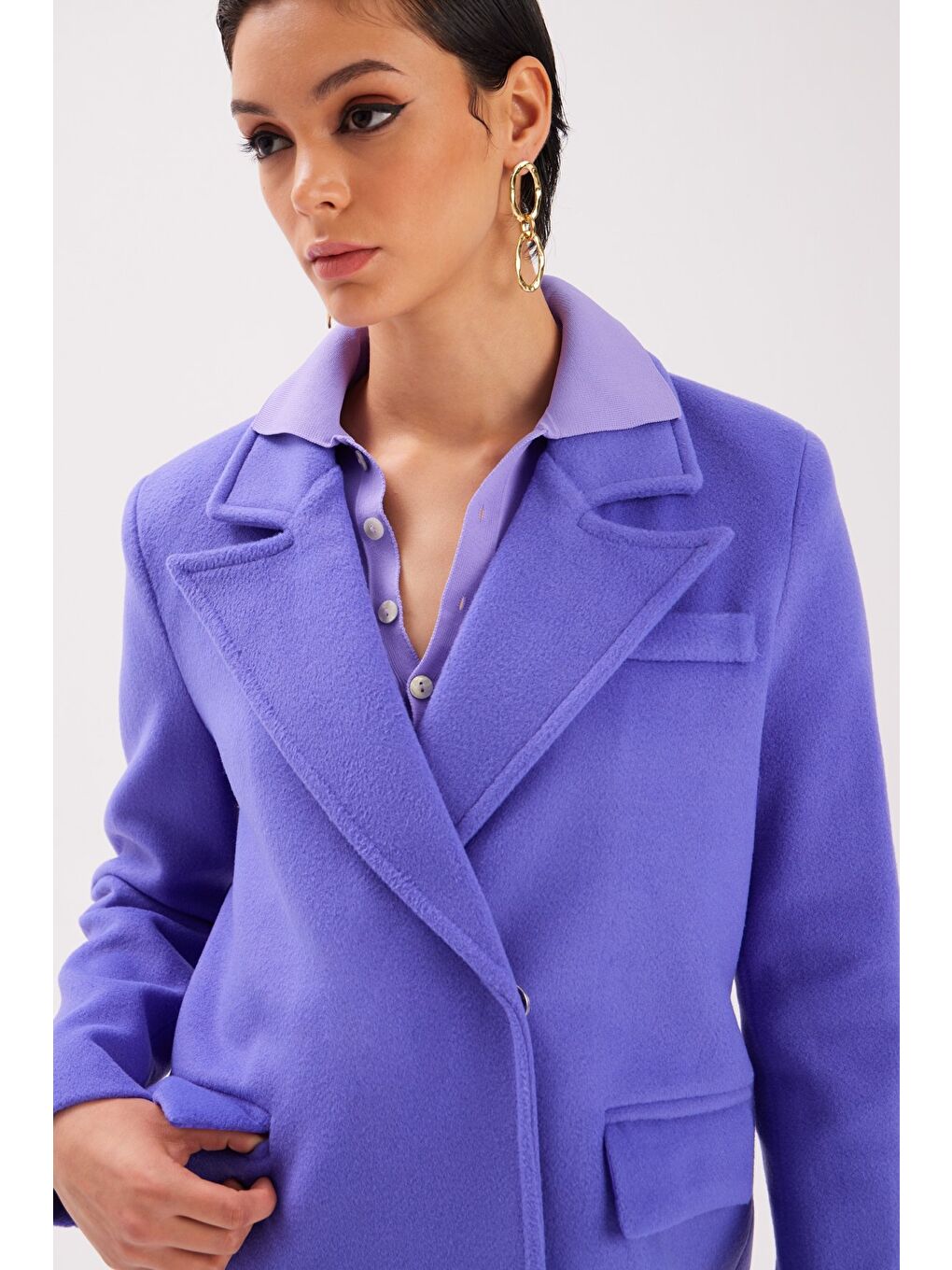 Cepli Kaşe Kaban - Mor-2