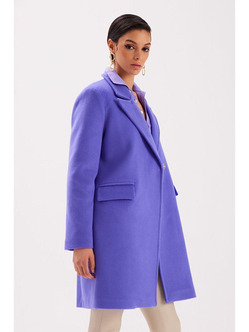 Cepli Kaşe Kaban - Mor-4