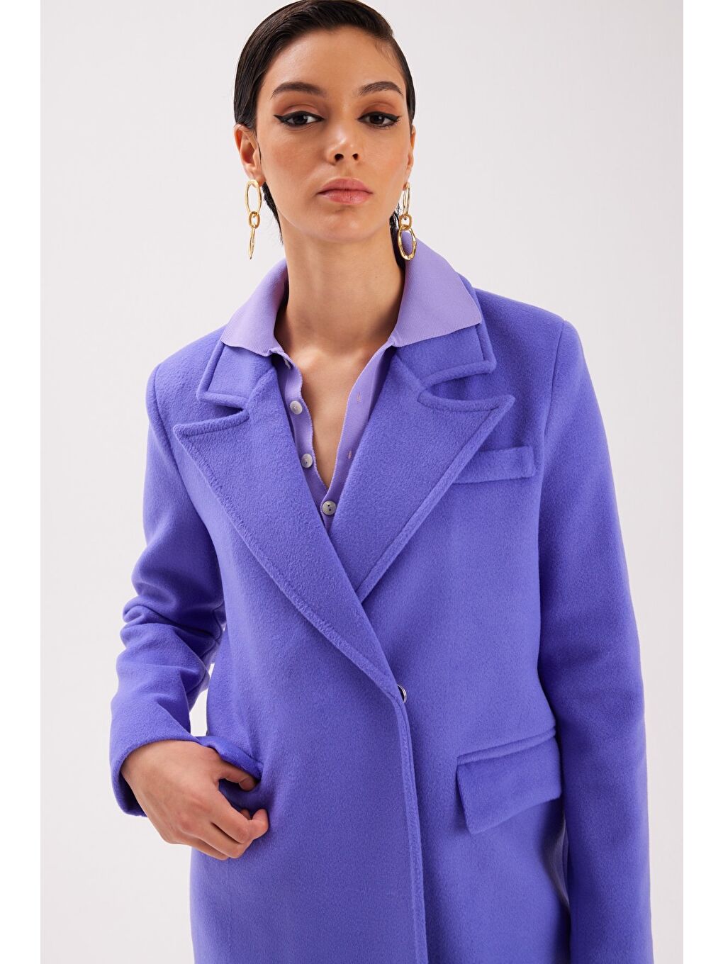 Cepli Kaşe Kaban - Mor-5