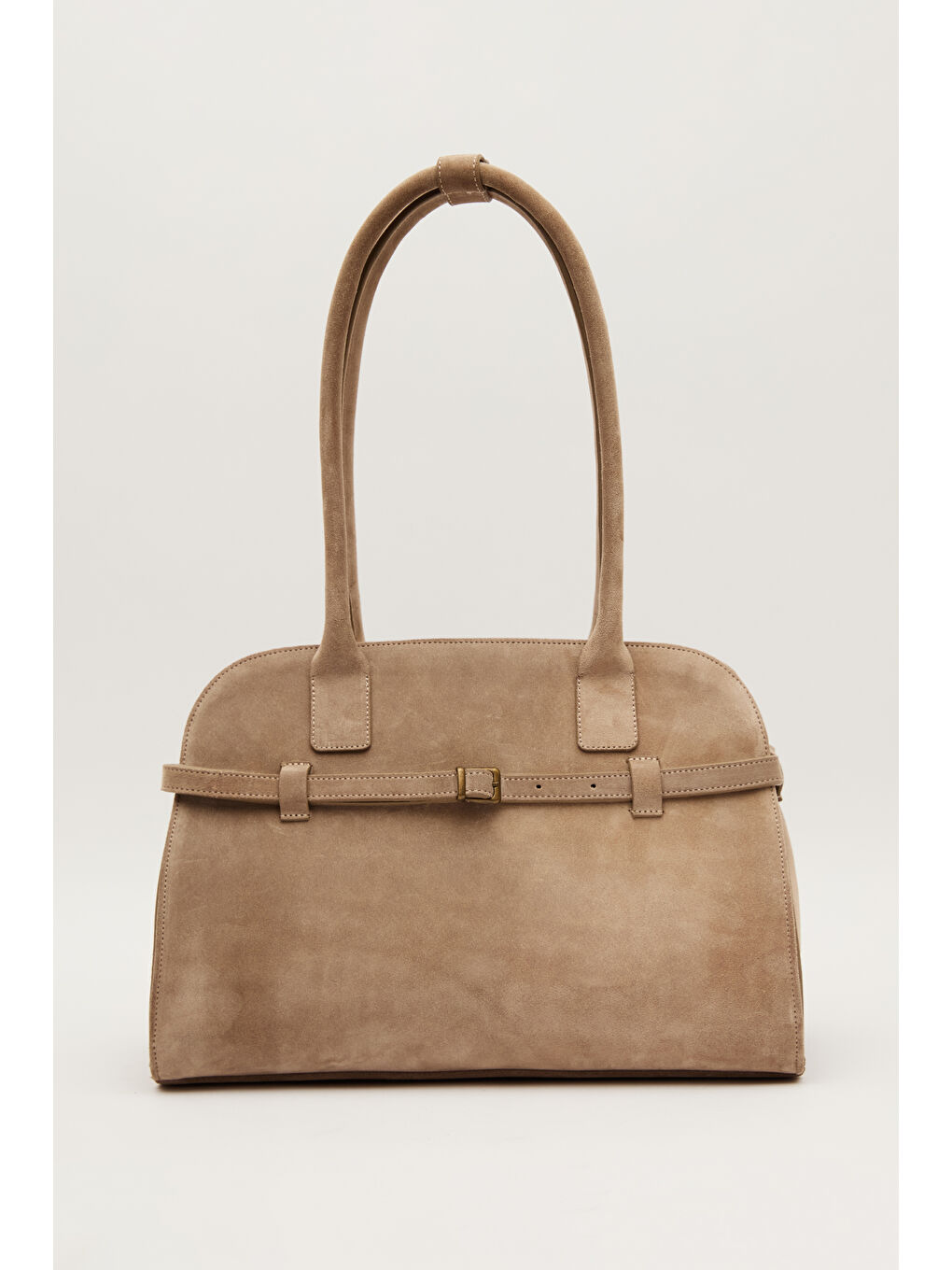 Bej Süet Kemerli Çanta Vizon-1