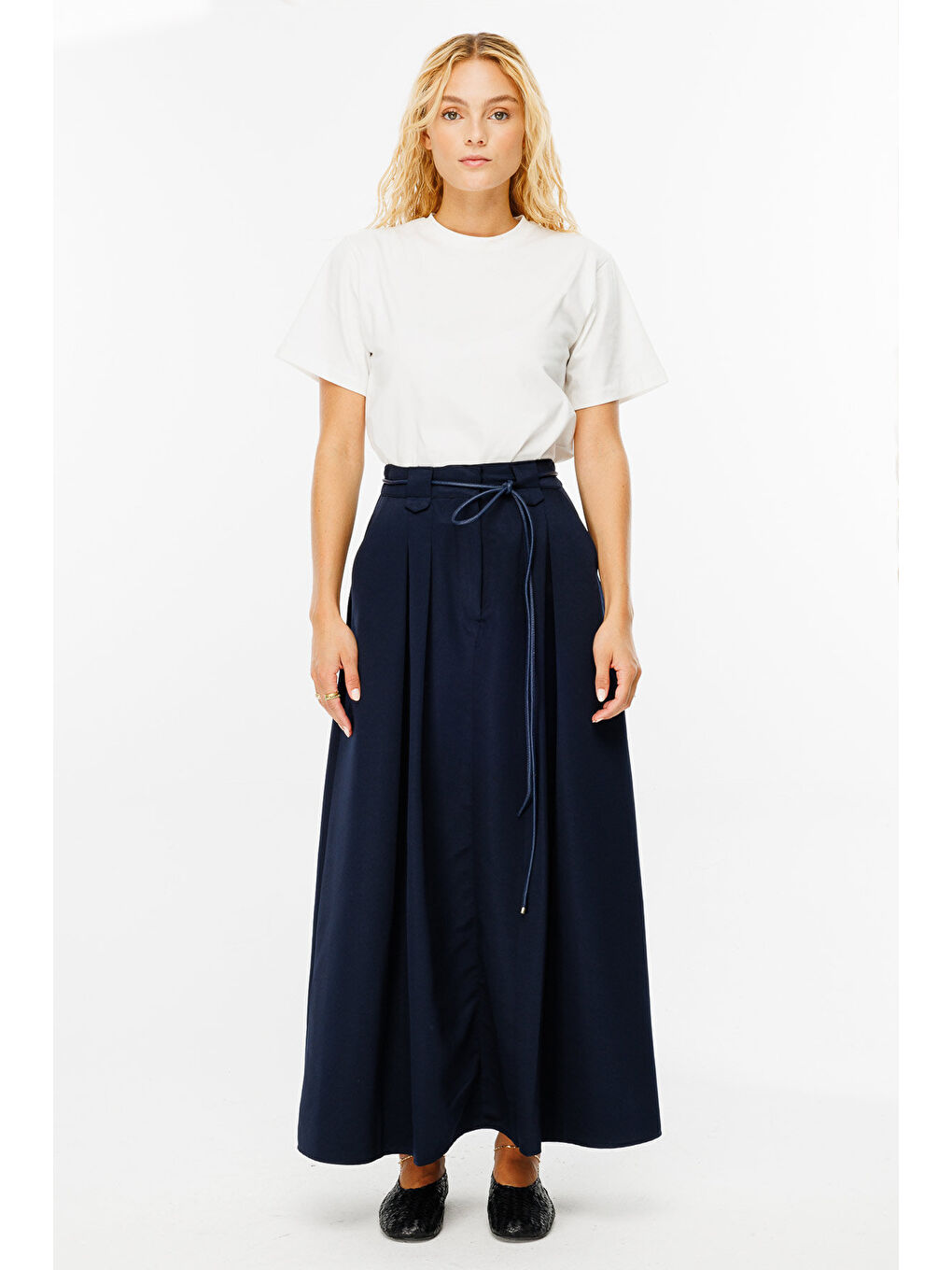 Yüksek Bel Binici Lacivert Etek-1