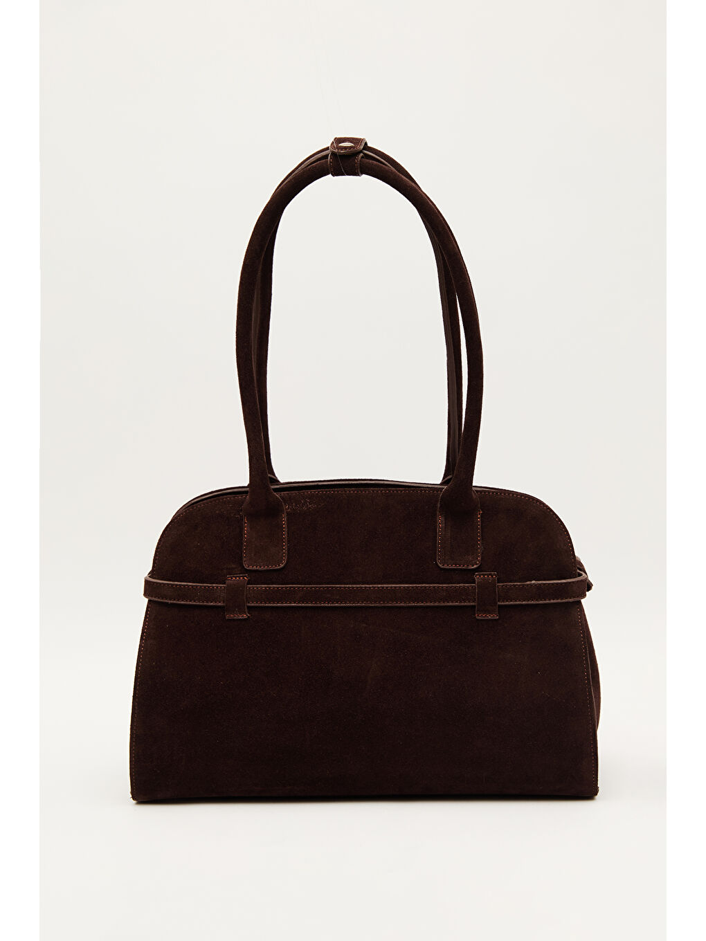 Süet Kemerli Çanta Kahverengi-7