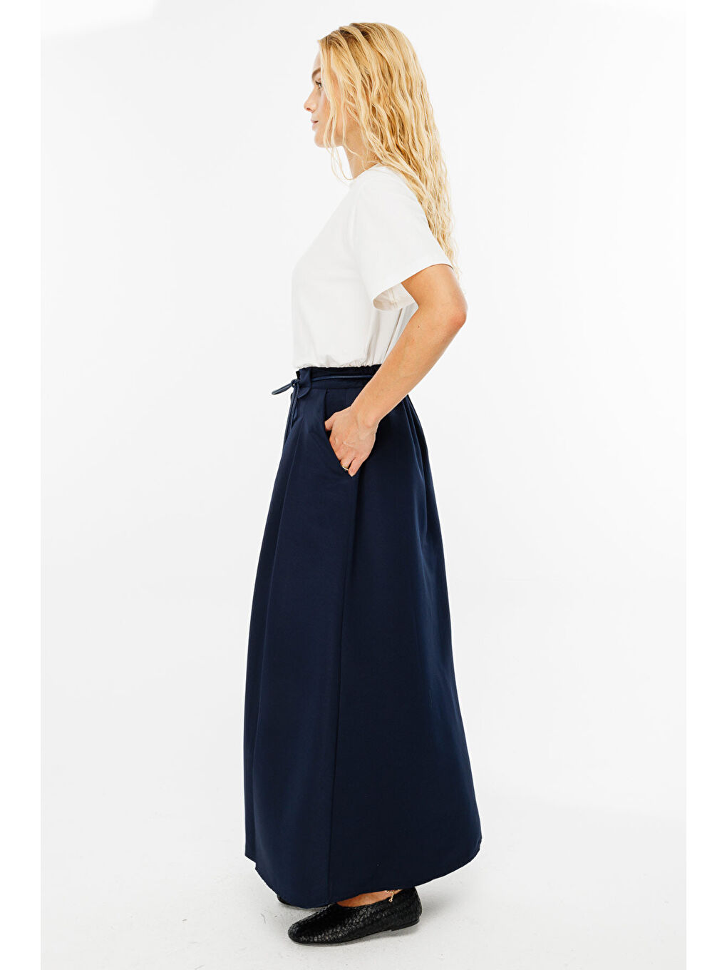 Yüksek Bel Binici Lacivert Etek-4