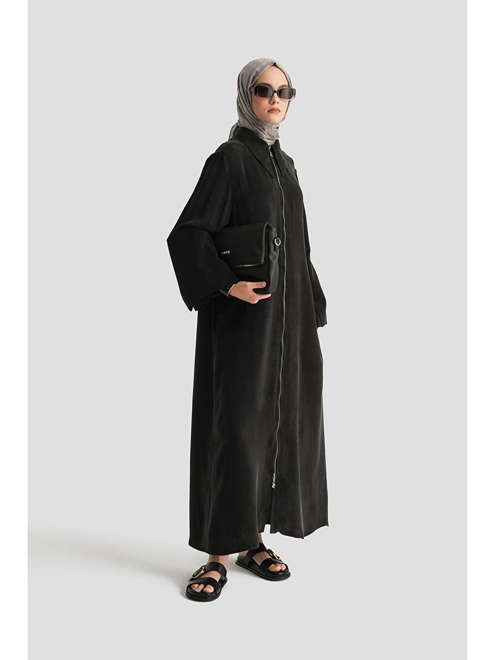 Çift Manşetli Ferace 25Y8306 Siyah-1