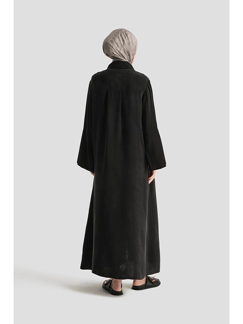 Çift Manşetli Ferace 25Y8306 Siyah-4