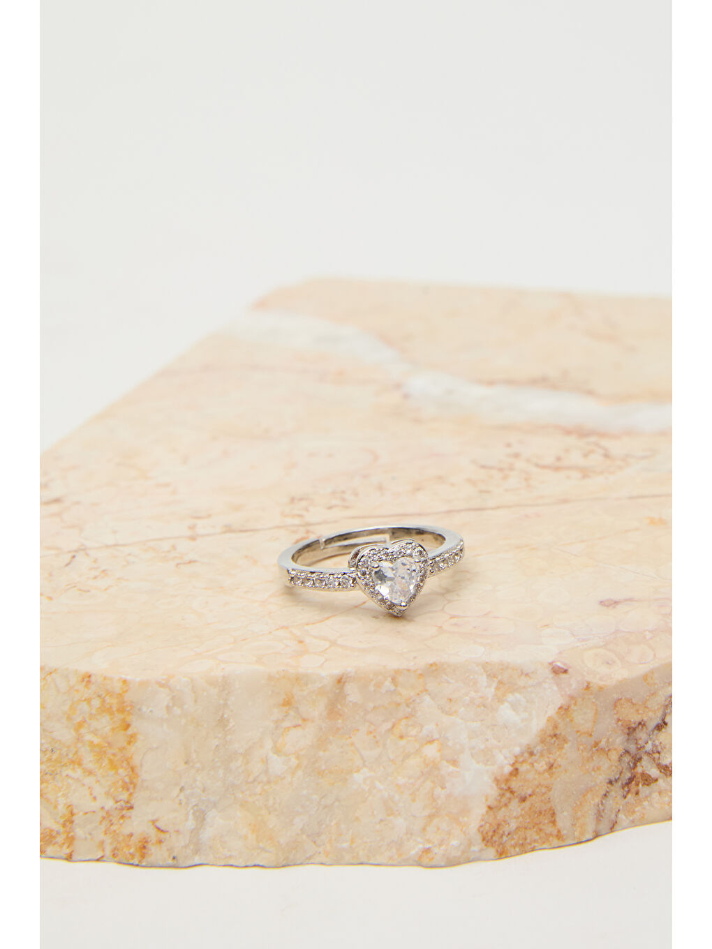 Gri Kalp Zirkon Taşlı Taşlı Yüzük Gümüş-1