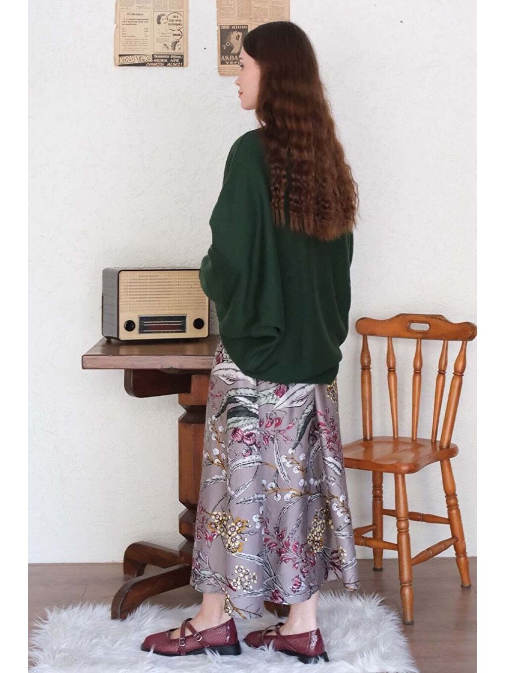 Yeşil Zümrüt Triko Kimono Crop-5