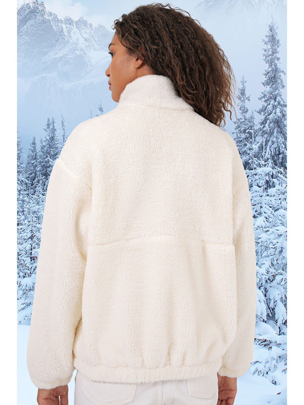 Yeşil 5194 Kadın Pelüş Mont Ceket   Çağla-4