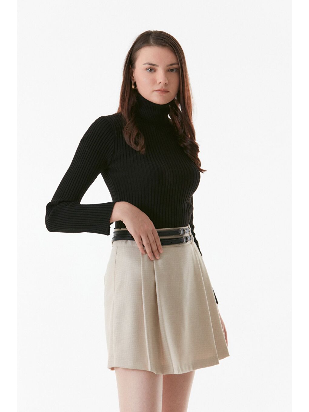 Siyah Fitilli Balıkçı Yaka Triko Kazak-2