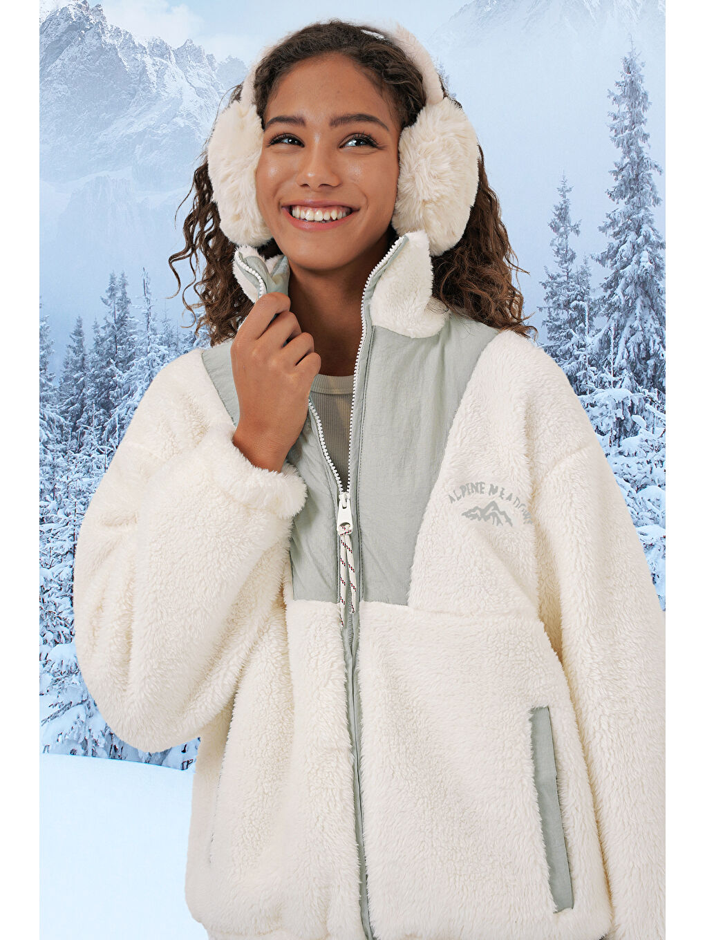 Q-pot. キャンディー ブルゾン Bigdart 5194 Kadın Peluş Mont Ceket - E.Yeşil - Fiyatı, Yorumları