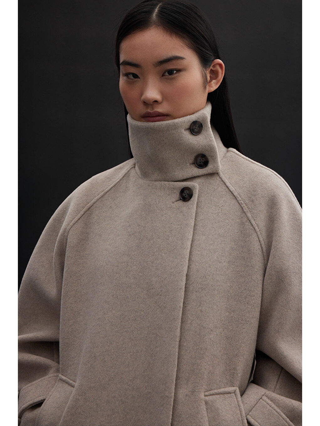 Bej İza Premium Kaşe Kaban Vizon