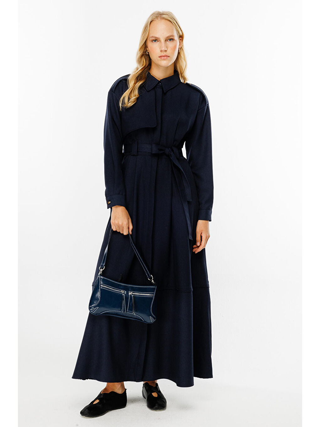 Premium Trenç Lacivert Elbise