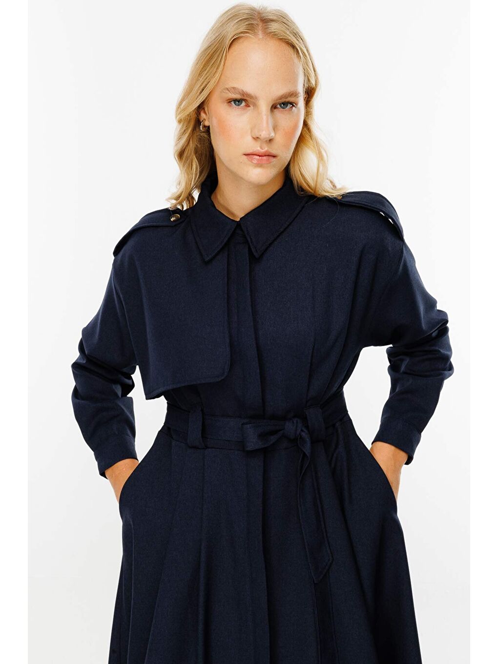 Premium Trenç Lacivert Elbise-1