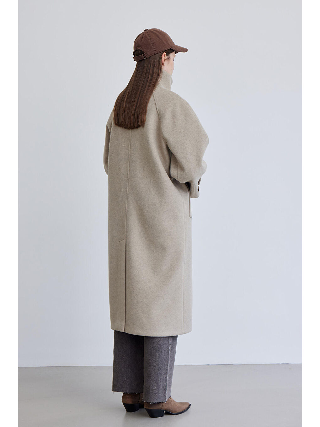 Bej İza Premium Kaşe Kaban Vizon-7