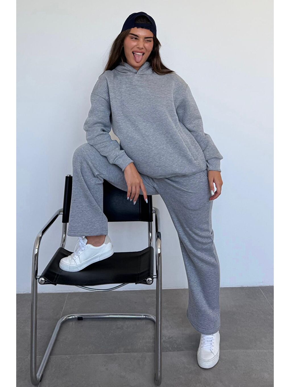 Grimelanj Kapüşonlu Triko Kadın Eşofman Takımı Mg2533-6