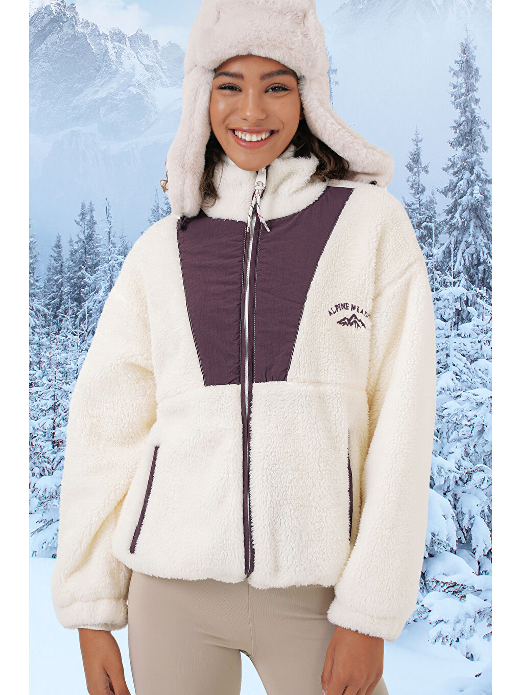 5194 Kadın Pelüş Mont Ceket   Mor-2