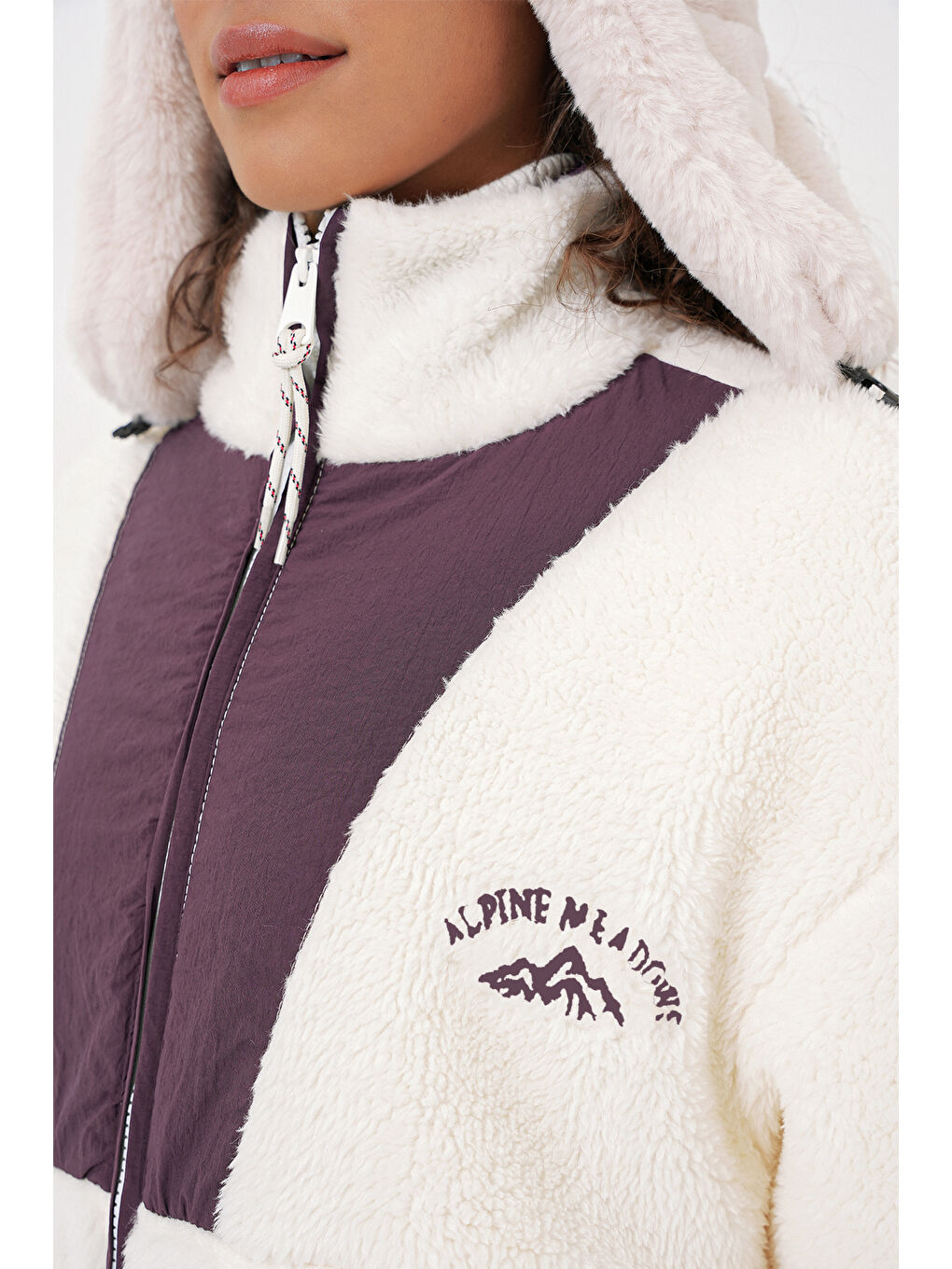 5194 Kadın Pelüş Mont Ceket   Mor-4