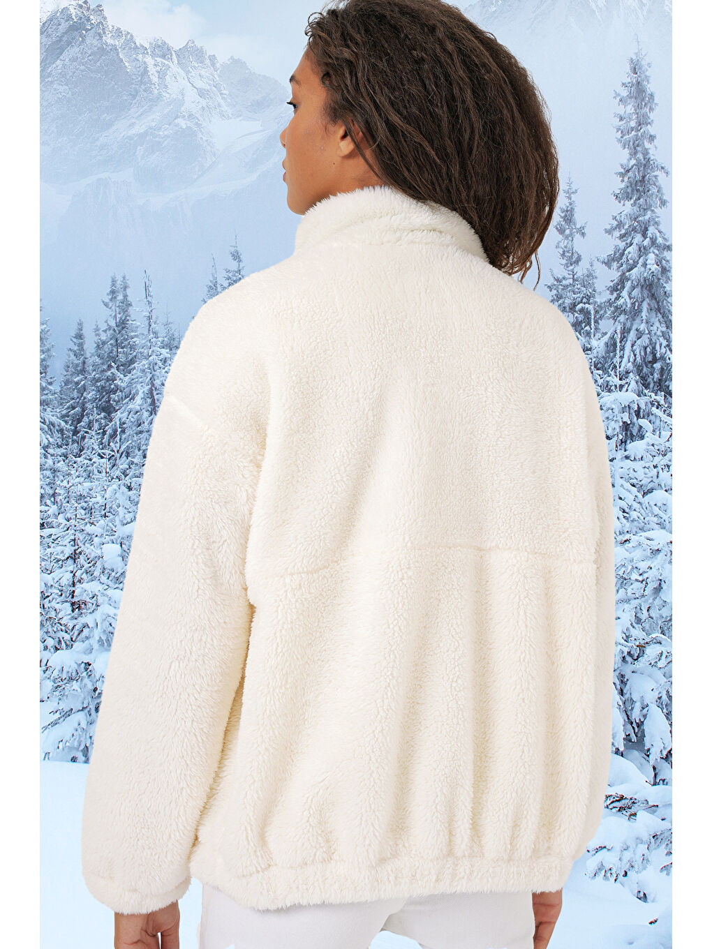 5194 Kadın Pelüş Mont Ceket   Mor-5