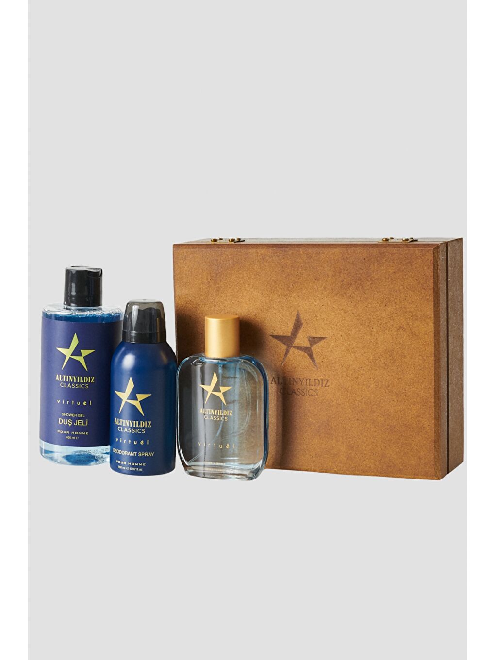 Erkek Lacivert Parfüm-Deodorant-Duş Jeli Aksesuar Set