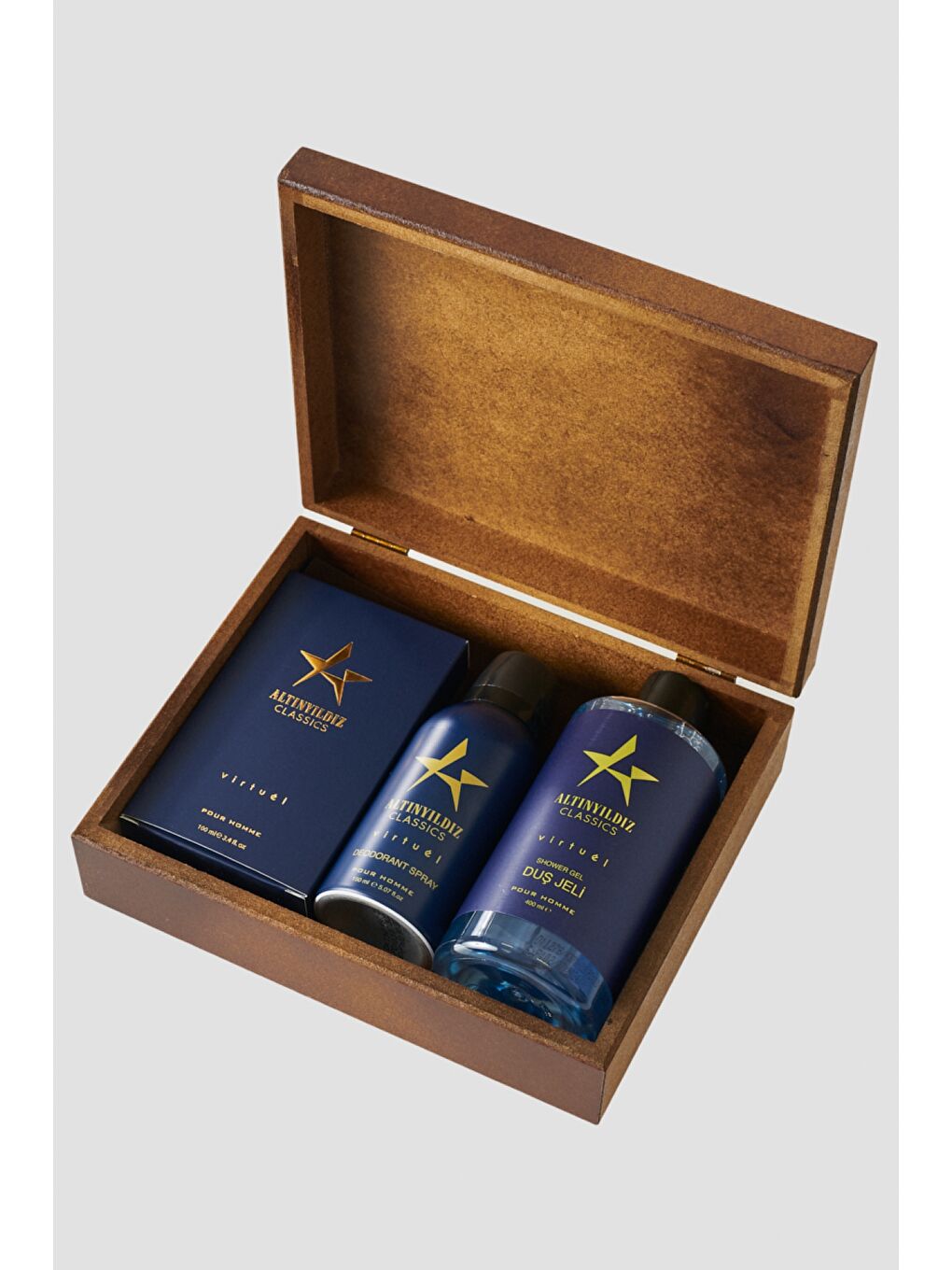 Erkek Lacivert Parfüm-Deodorant-Duş Jeli Aksesuar Set-1