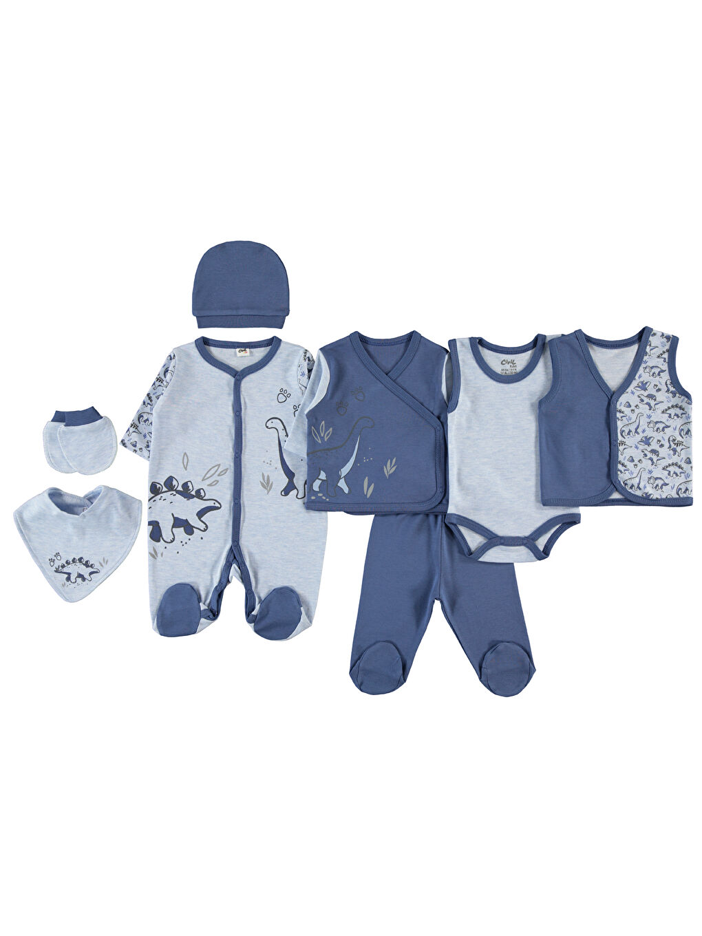Baby Erkek Bebek 8'li Zıbın Takımları 0-1 Ay İndigo