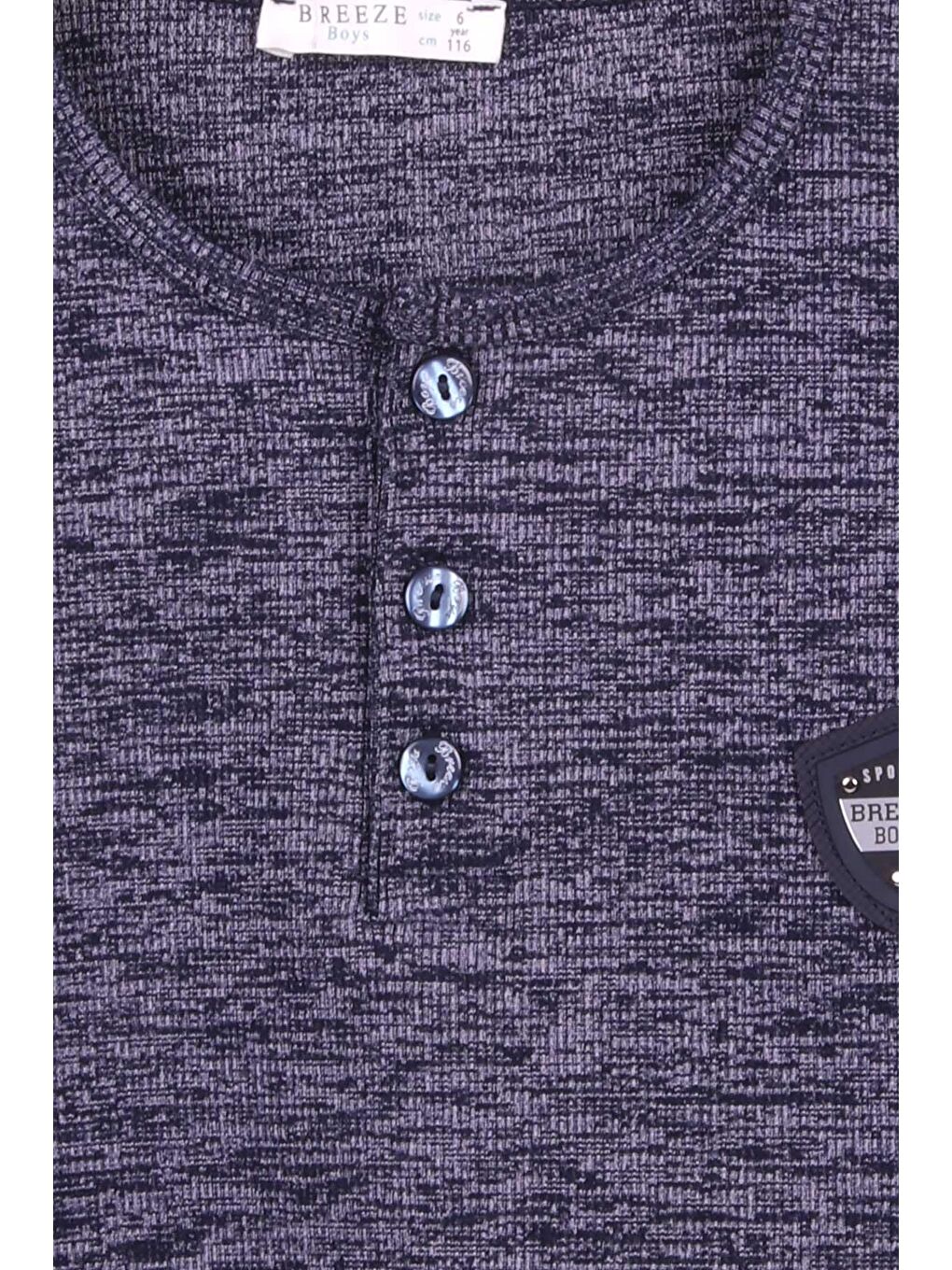Erkek Çocuk Uzun Kollu Tişört Armalı Lacivert Melanj (6-12 Yaş)-2