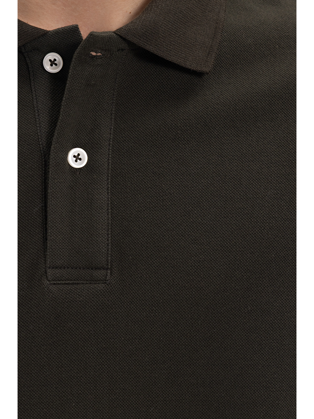 Erkek Slim Fit Dar Kesim %100 Pamuk Kısa Kollu Polo Yaka Haki Tişört-6
