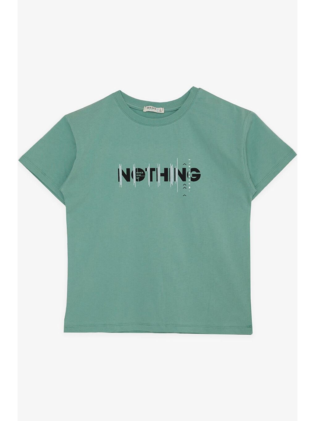 Erkek Çocuk Tişört Yazı Baskılı Mint Yeşili (5-10 Yaş)