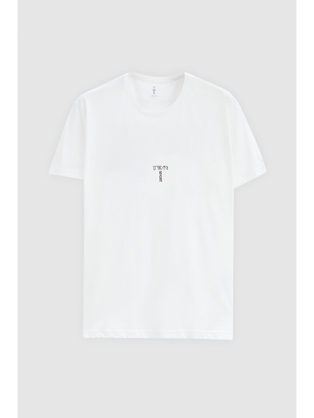 Regular Fit Beyaz Mini Yazı Baskılı %100 Pamuk Tişört-4