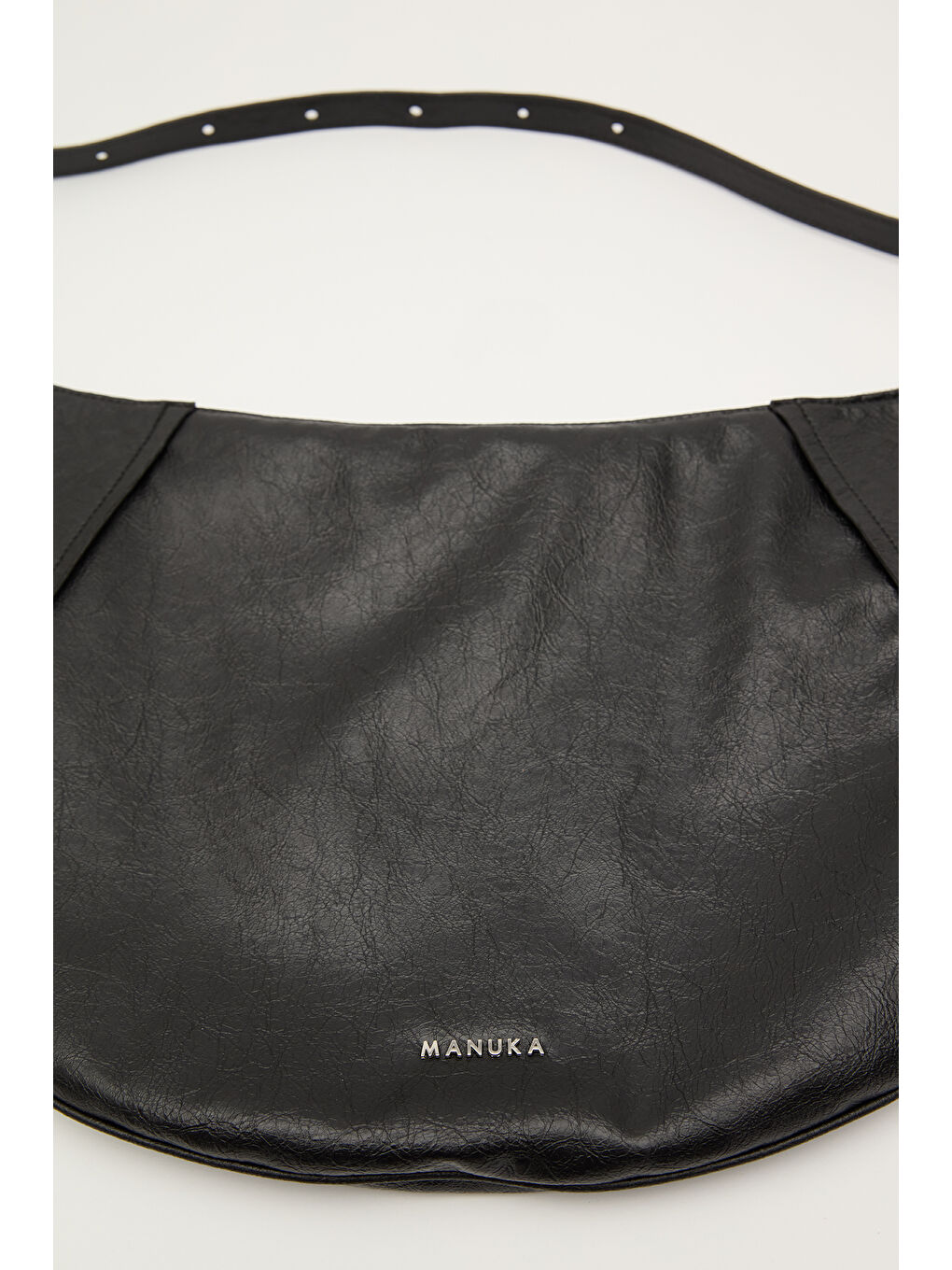 Yumuşak Deri Oval Çapraz Çanta Siyah-7