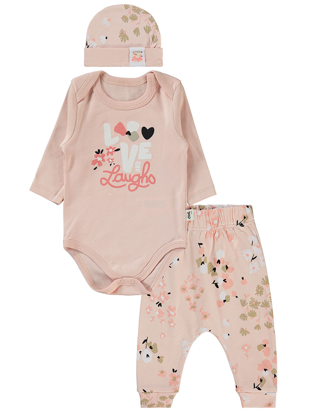 Pembe Baby Kız Bebek 3'lü Takım 6-18 Ay Pudra