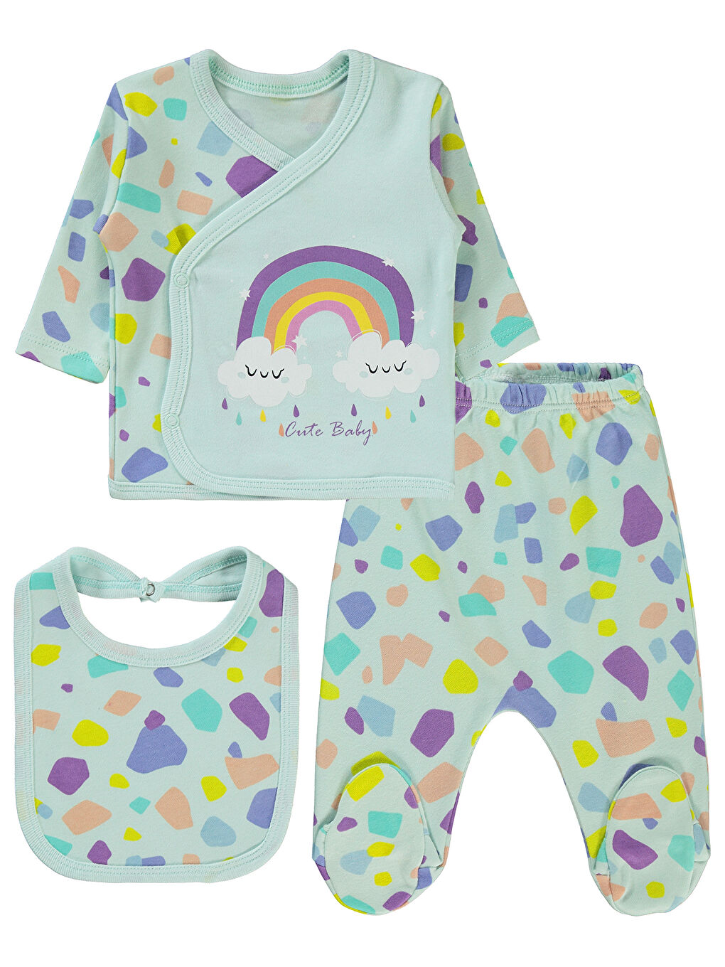 Yeşil Baby Kız Bebek Zıbın Takımları Mint