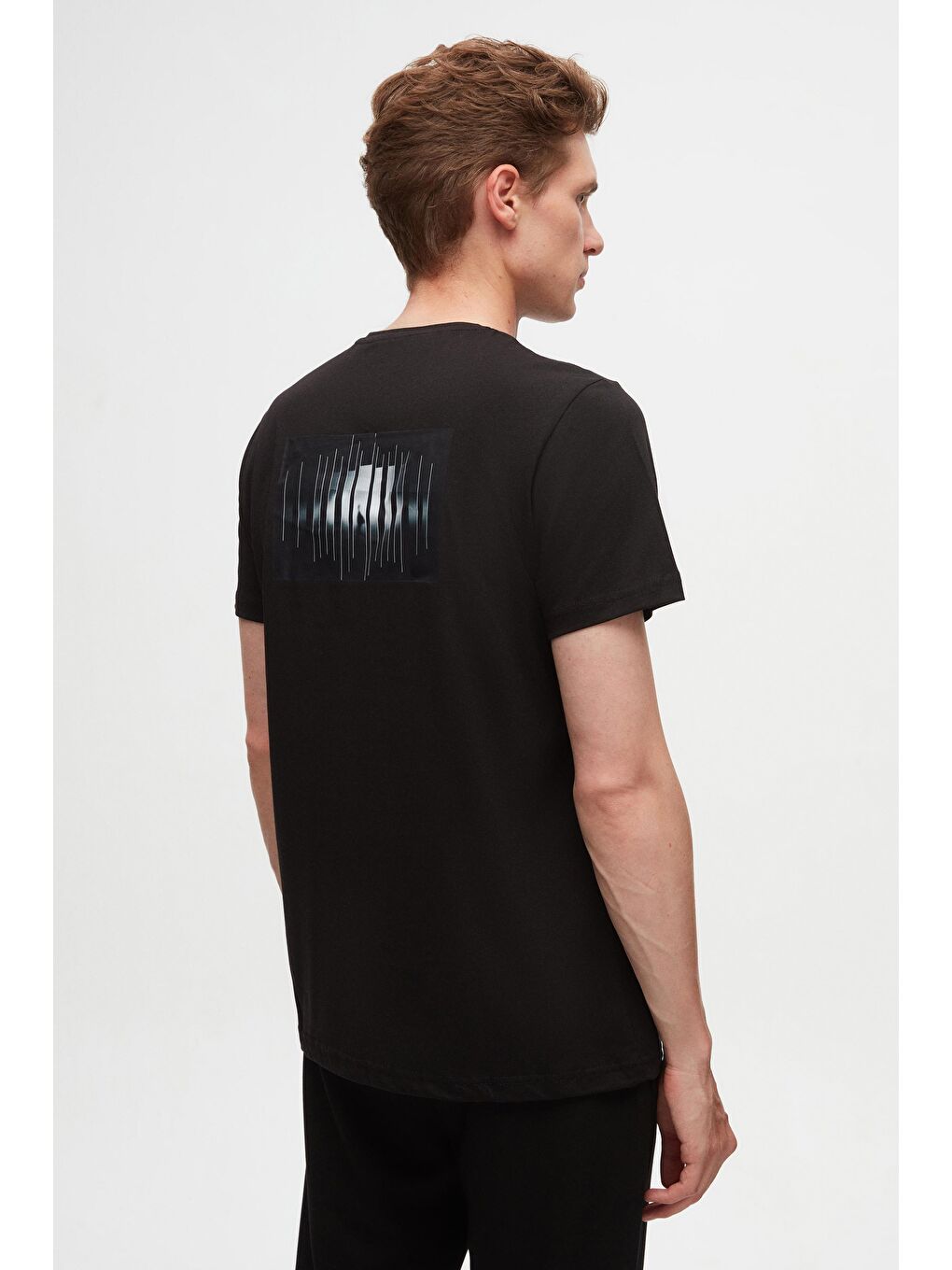Regular Fit Siyah Baskılı %100 Pamuk Tişört-3