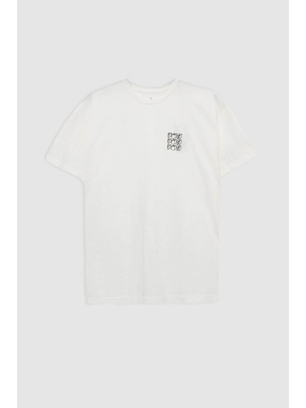 Oversize Beyaz Baskılı %100 Pamuk Tişört-4