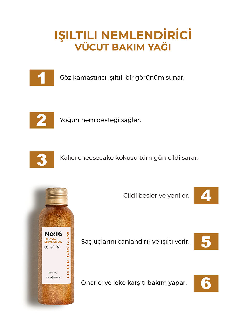 No:16 Mucizevi Işıltılı Saç ve Vücut Bakım Yağı 100 ML - Parıltılı Nemlendirici Bakım-1