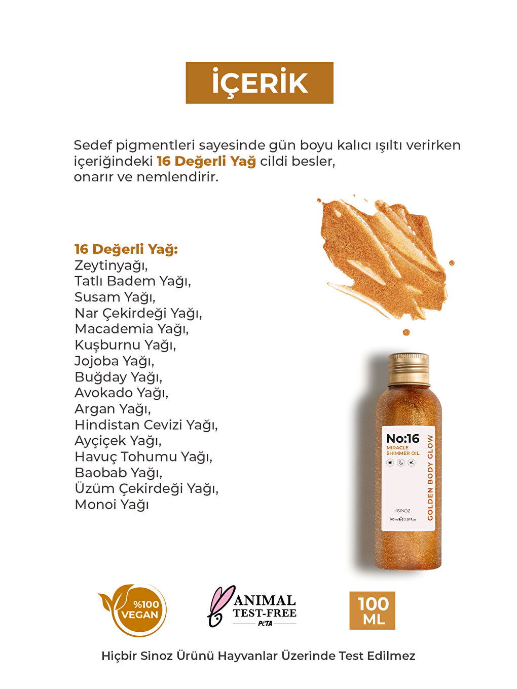 No:16 Mucizevi Işıltılı Saç ve Vücut Bakım Yağı 100 ML - Parıltılı Nemlendirici Bakım-2