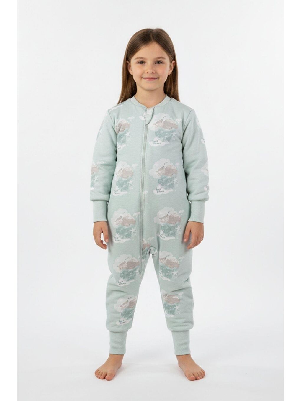 Yeşil Kız Çocuk Elyaf Dolgulu Premium Kalite 2 Tog Desenli Uyku Tulumu