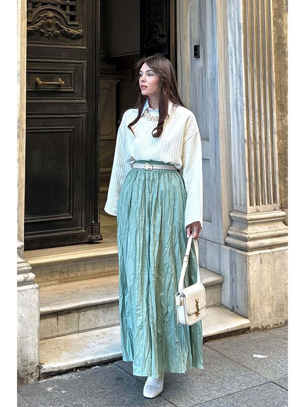 Mint Yeşili Kraşlı Bohem Etek-2