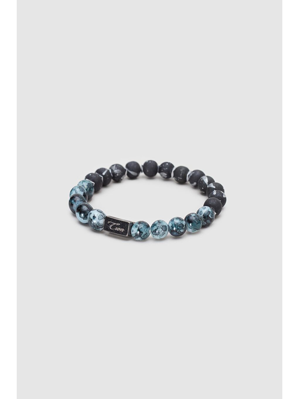 Karışık Twn Mat Siyah Parlak Turkuaz Cam Erkek Bileklik