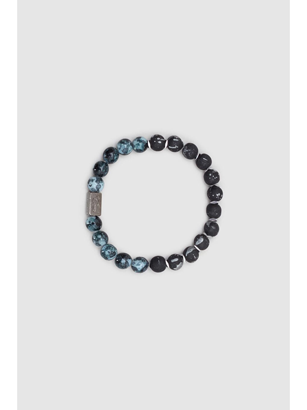 Karışık Twn Mat Siyah Parlak Turkuaz Cam Erkek Bileklik-1