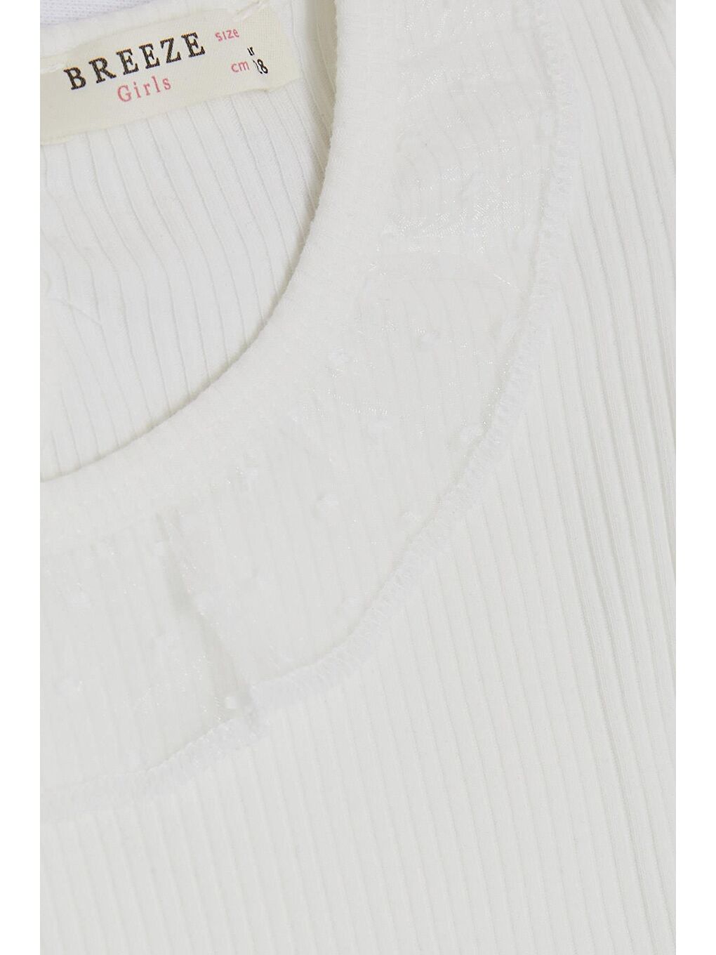 Kız Çocuk Tişört Kolları Yakası Tül Ekru (7-12 Yaş)-2