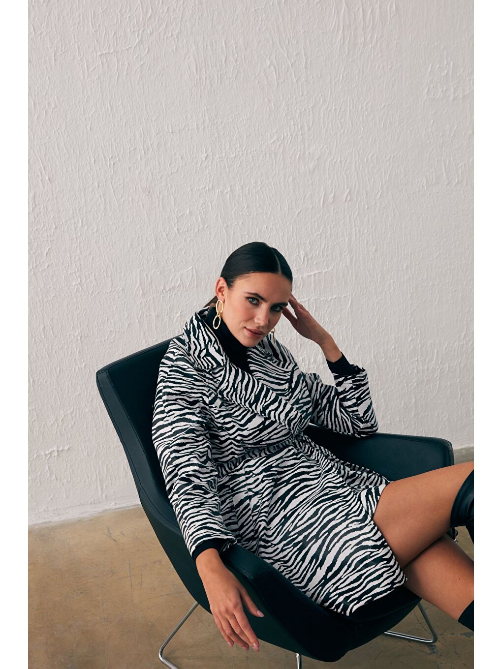 Kuşaklı Deri Trenç - Ekru-6