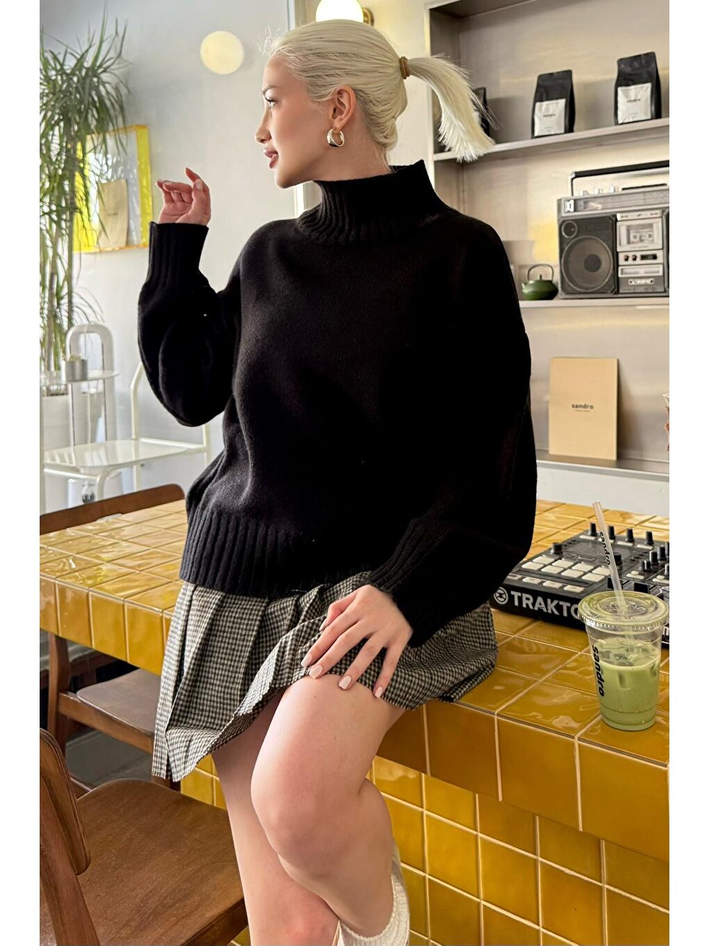 Siyah Boğazlı Kadın Triko Kazak Mg2535-3