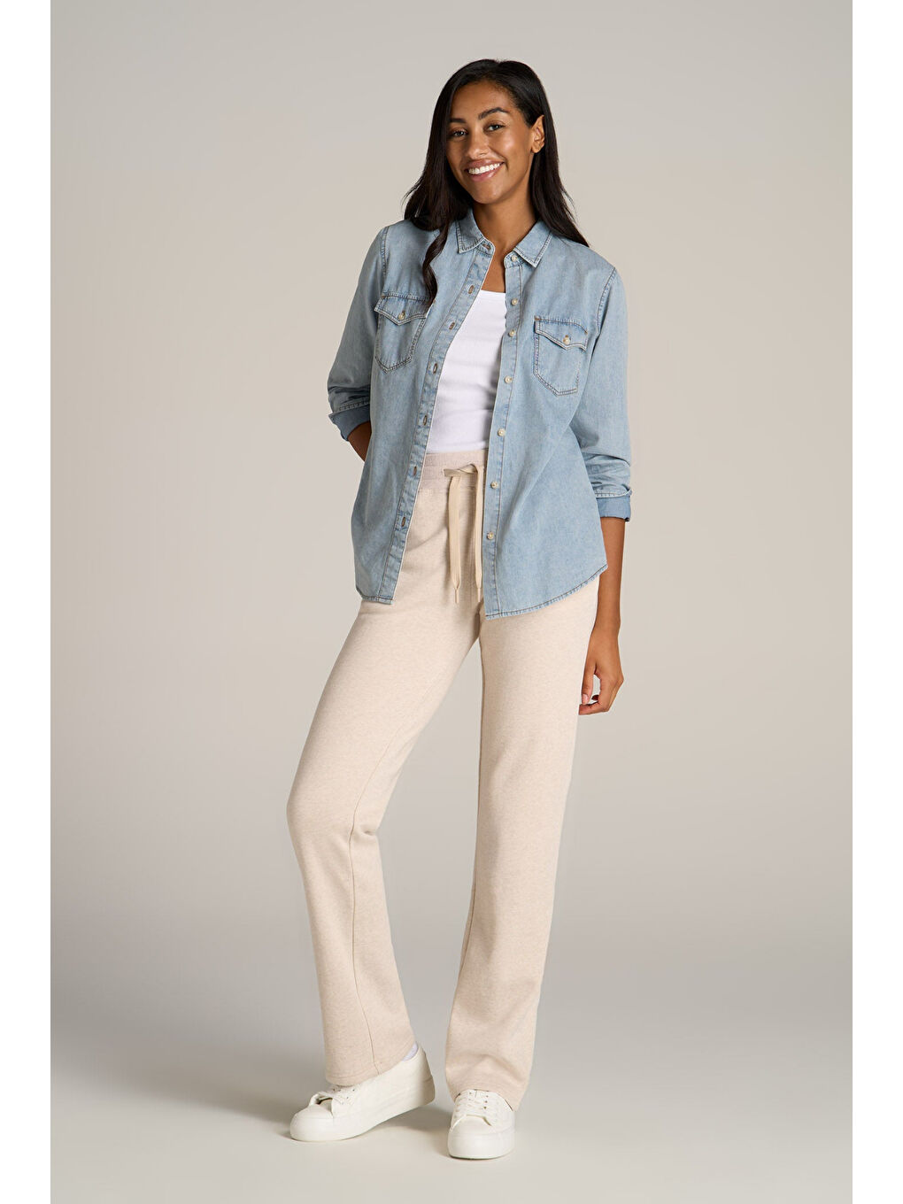 Bej Kadın İçi Polarlı 3 iplik Kalın Eşofman Altı SPR24EAK95-1